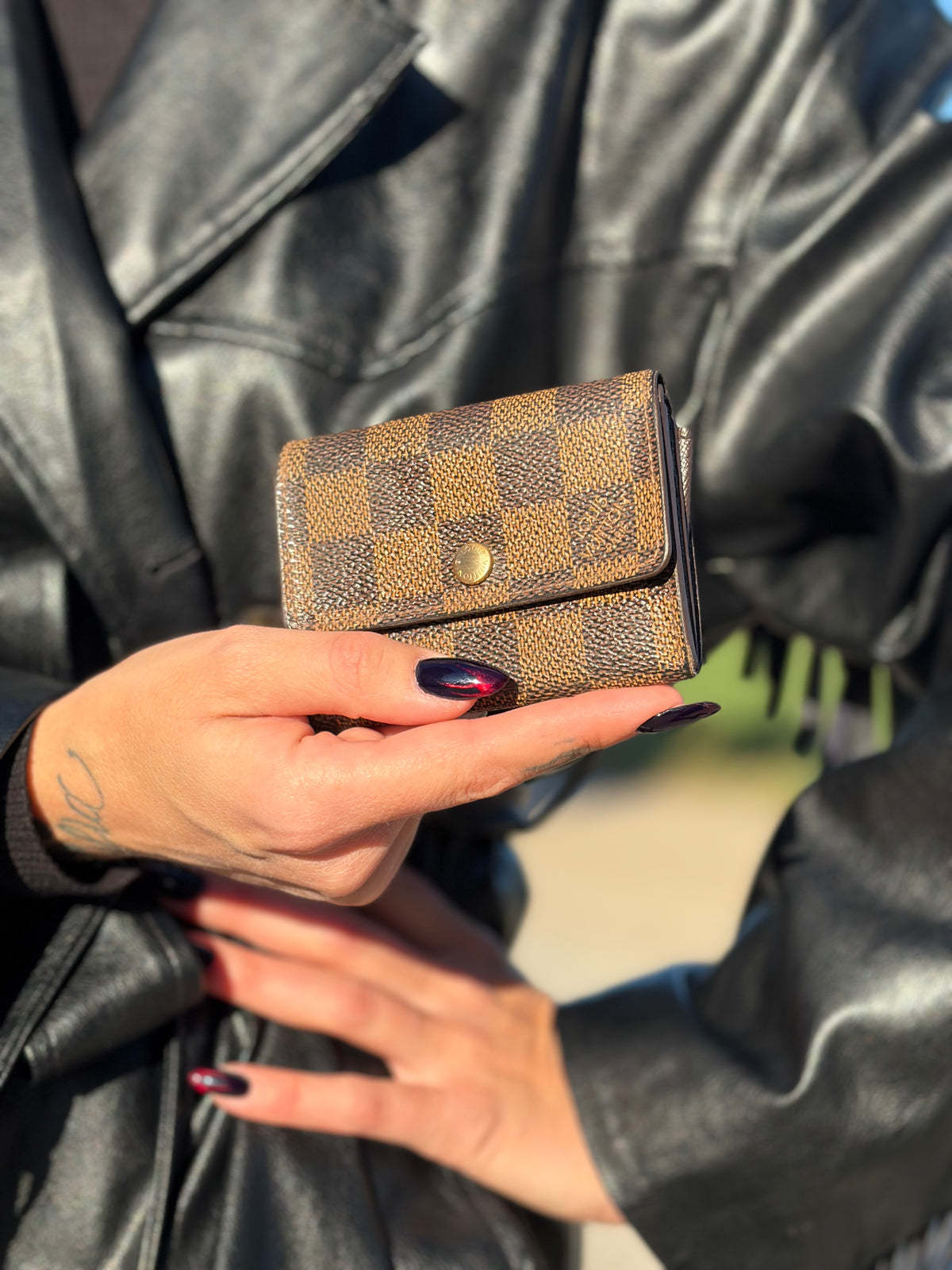 Portafoglio Louis Vuitton Damier Ébène in canvas marrone