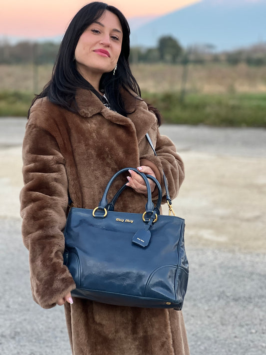Borsa Tote Miu Miu blu