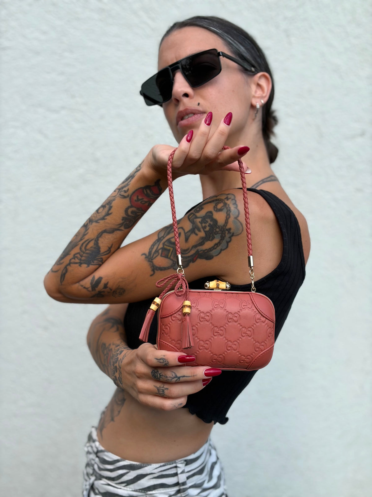 Gucci Microguccissima Bamboo Tassel Camera Bag