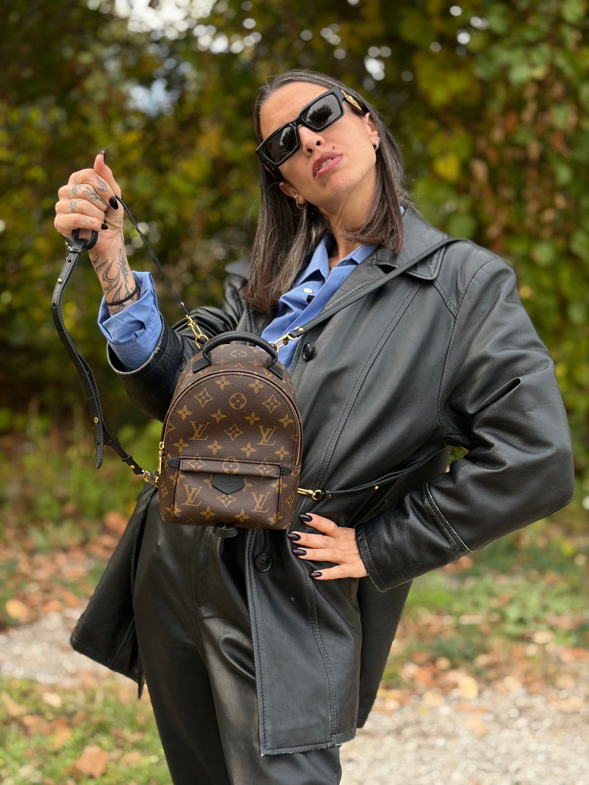 Zaino Palm Springs mini Louis Vuitton in pelle marrone
