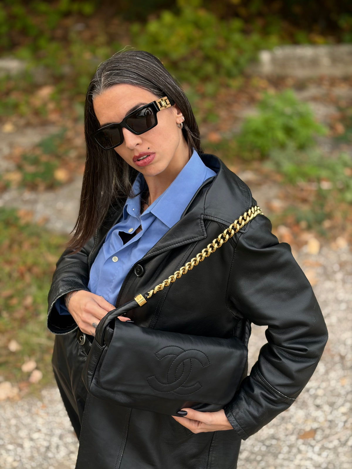 Borsa Chanel Rodeo Drive nera in pelle nero