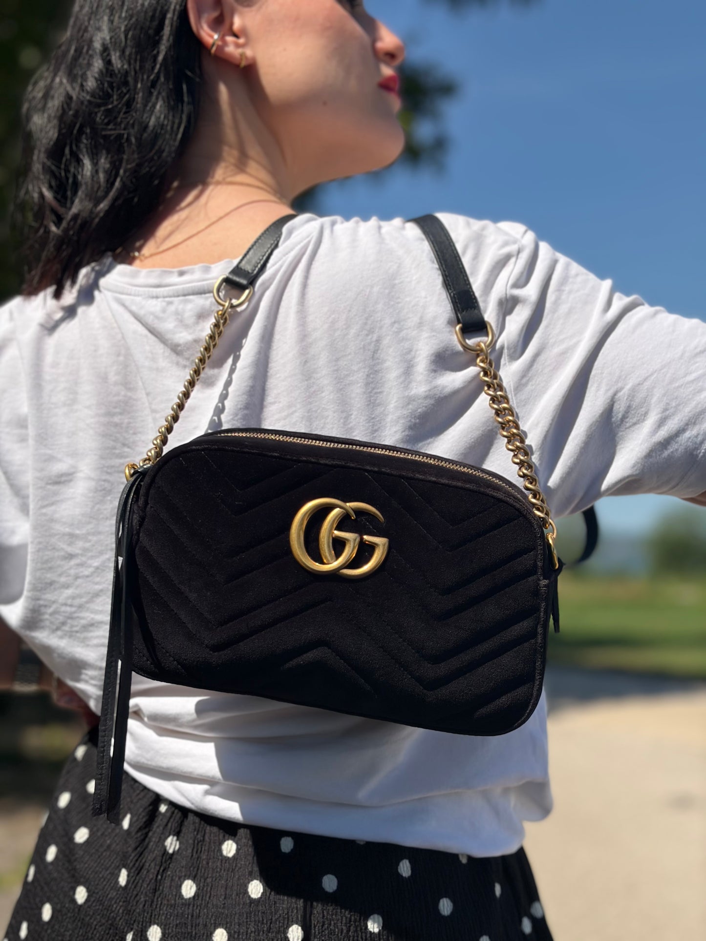 Camera Bag Gucci Marmont velvet nera