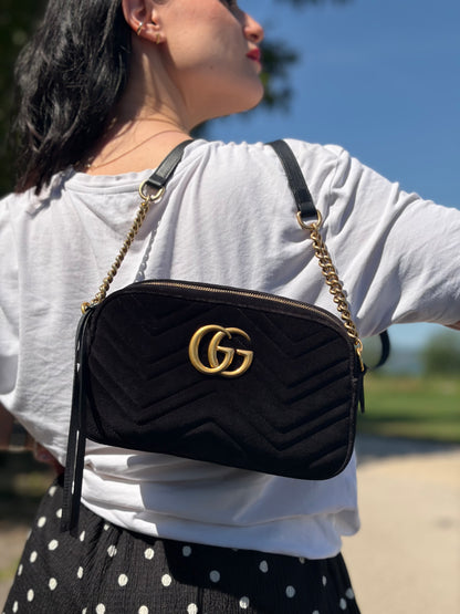 Camera Bag Gucci Marmont velvet nera