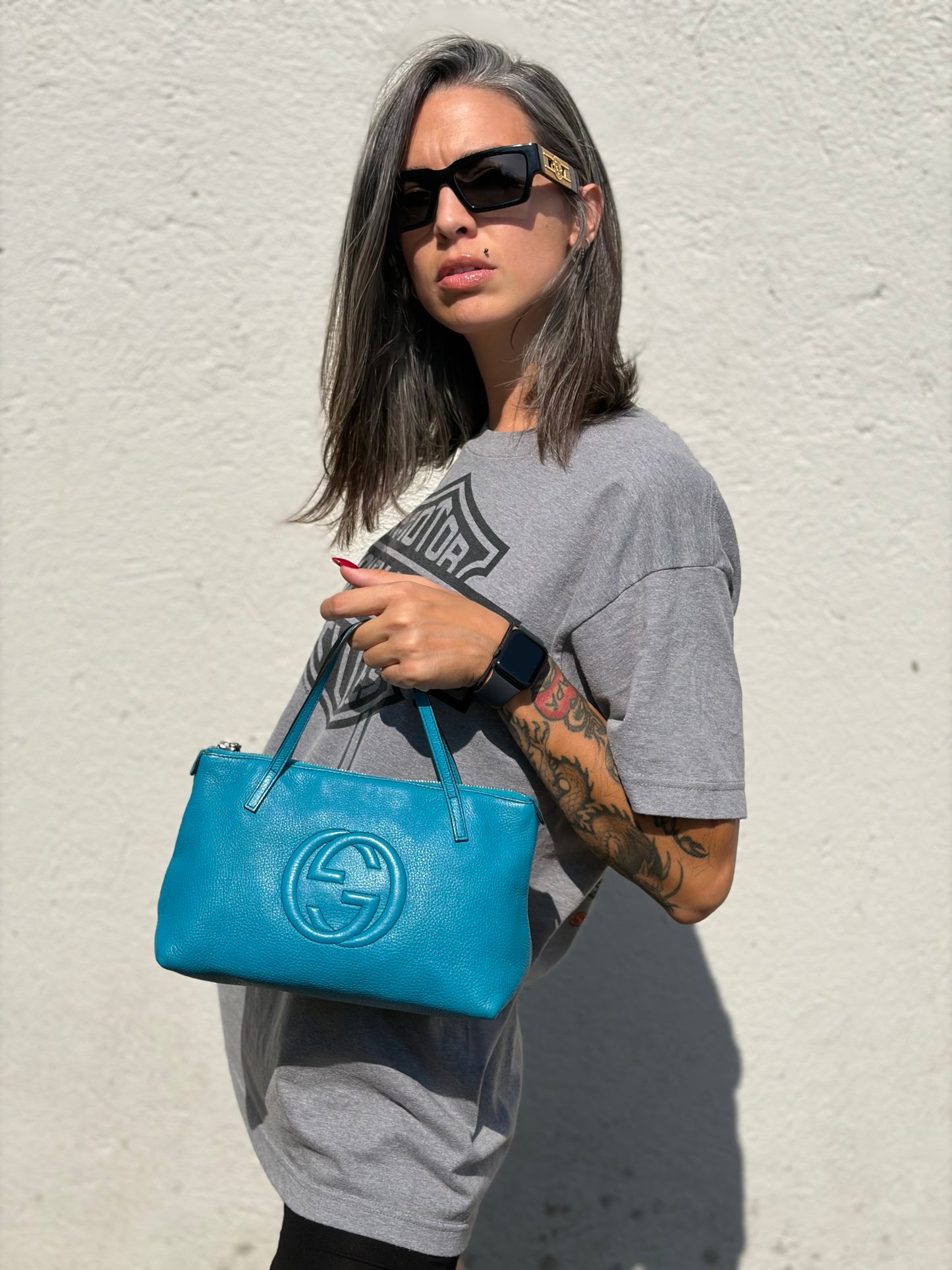 Shopper Gucci Soho turchese
