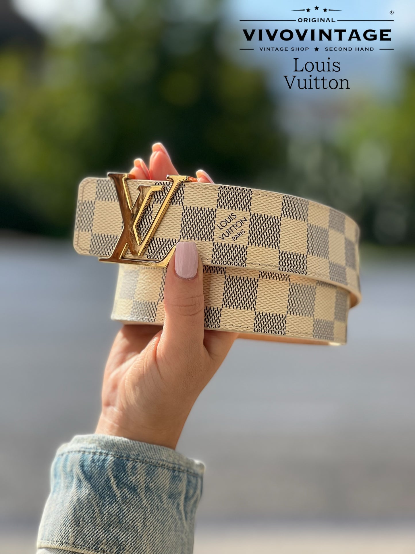 Cintura Louis Vuitton Damier Azur tg 40