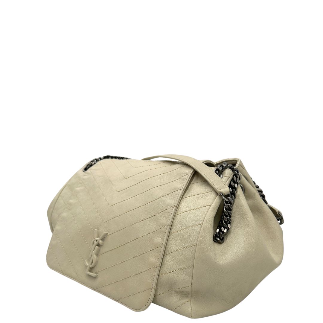 lato Borsa Saint Laurent in pelle bianco latte