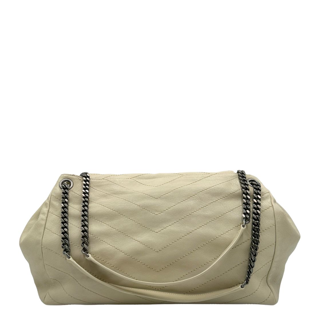 retro Borsa Saint Laurent in pelle bianco latte 