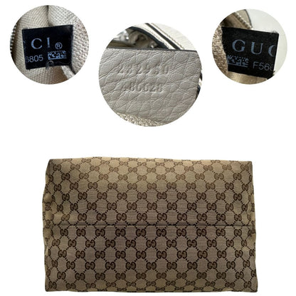 base Borsa Gucci in tessuto GG e finiture in pelle bianche, di lusso, originale, usata.