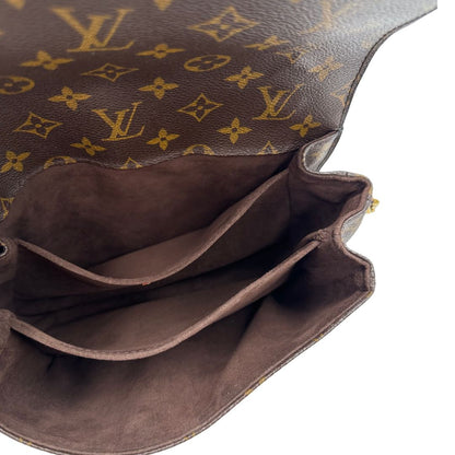 Borsa LV in canvas monogrammato marrone e hardware dorato, indossabile a tracolla o a mano, di lusso, originale, ottime condizioni, usata