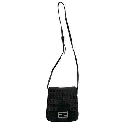 front  Tracolla Fendi marrone trama Zucchino e finiture in pelle nera, di lusso, originale, ottime condizioni, usata. 