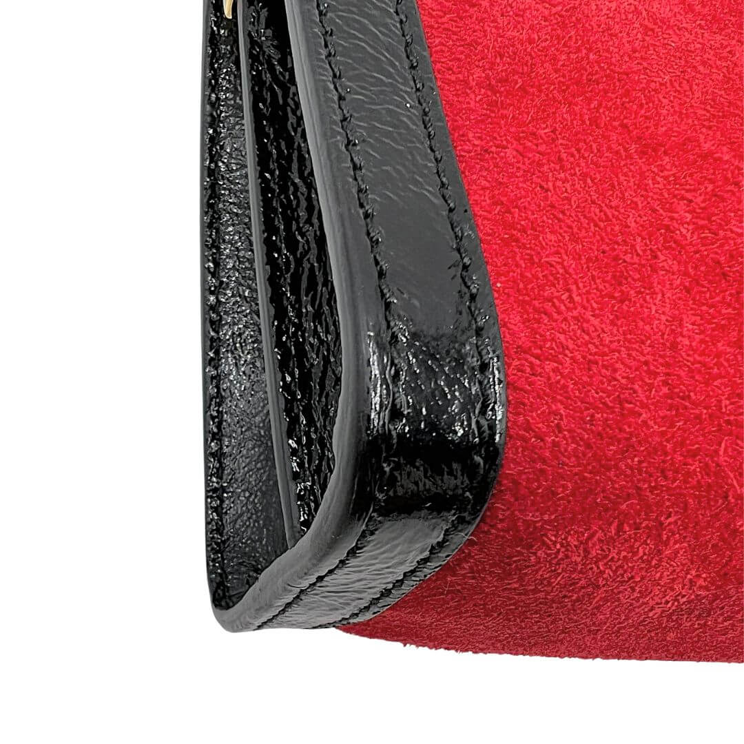 RvceShops - 739076AAA9F  Gucci Aphrodite Mini Shoulder Bag 'Black' - Borsa  a tracolla Gucci Ophidia in camoscio rosso e pelle martellata nera