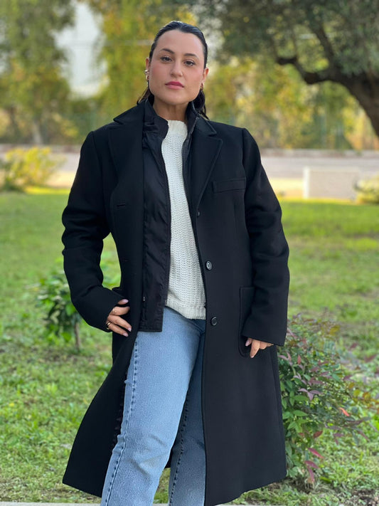  Cappotto Fay nero in 60% acetato e 40% viscosa, munito di un gilet interno in 100% poliammide. Completo di custodia, di lusso, originale, ottime condizioni.