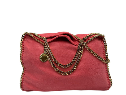 front Borsa Stella McCartney Falabella in tessuto vegano rosa rifinita con catene in metallo dorato. Completa di dustbag, di lusso, originale, ottime condizioni.