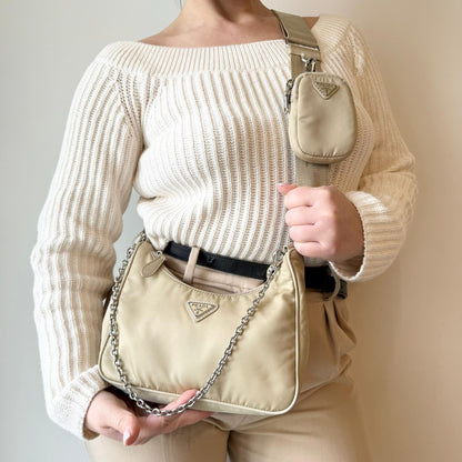 Tracolla Prada in Re-Nylon Beige