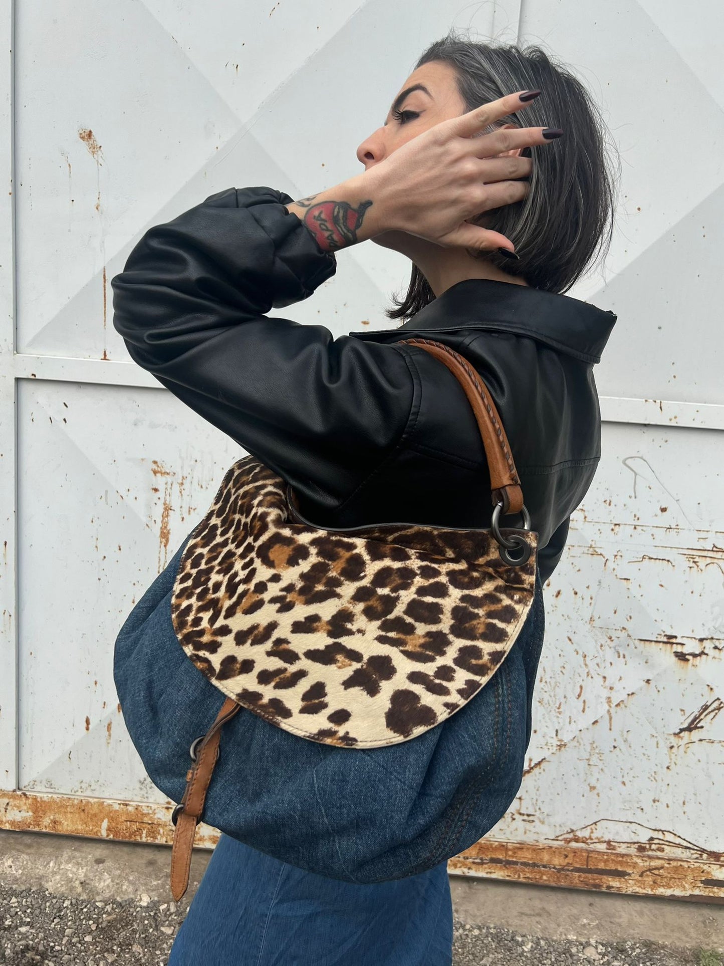 Borsa a spalla Miu Miu trama animalier