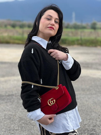 Borsa Gucci Marmont velvet rossa