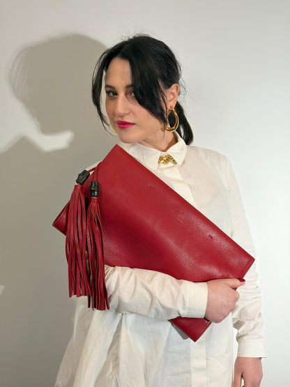Maxi Pochette gucci bamboo rossa