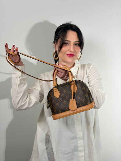 Alma BB personalizzata Louis Vuitton marrone