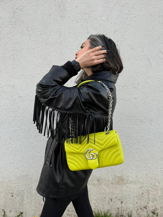 Borsa Gucci Marmont lime misura media