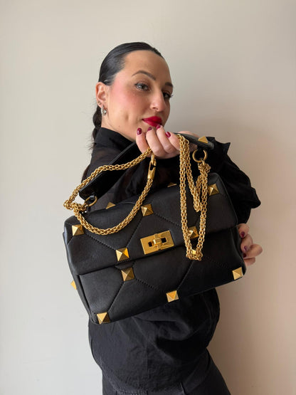 Tracolla Valentino Garavani Roman Stud nera