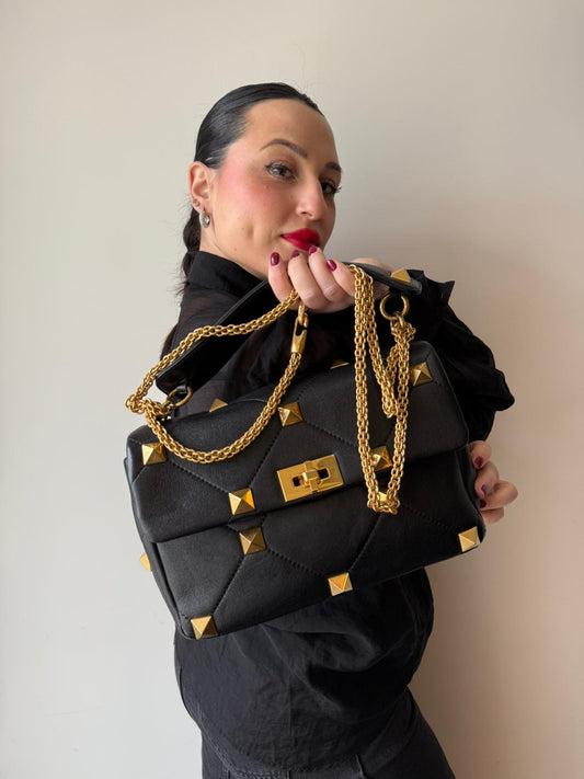 Tracolla Valentino Garavani Roman Stud nera