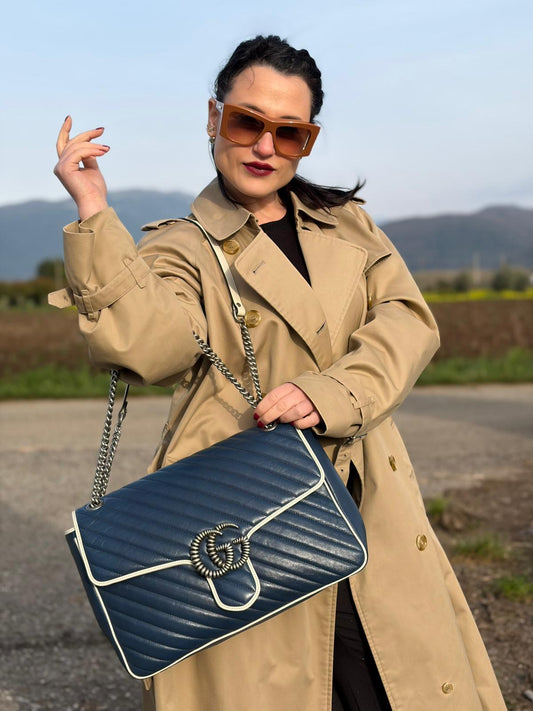 indossata Borsa Gucci Marmont nella versione large, di lusso, originale, ottime condizioni, usata.