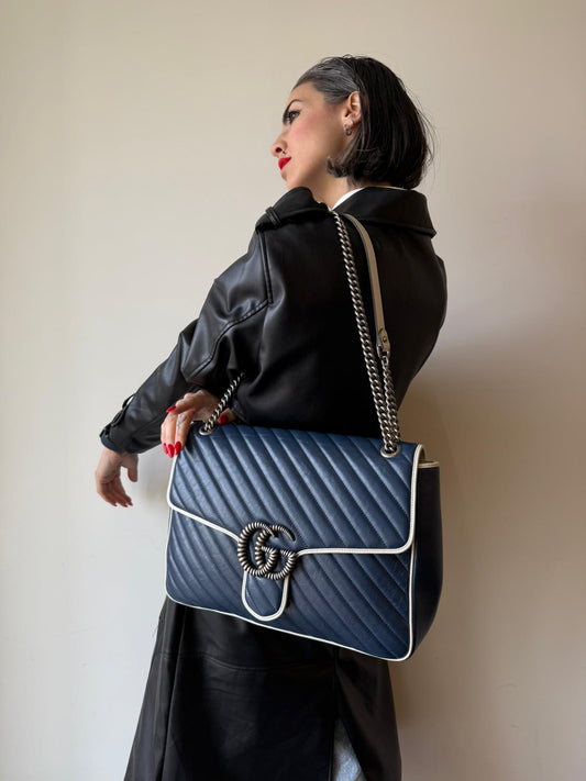 Borsa Gucci Marmont large blu