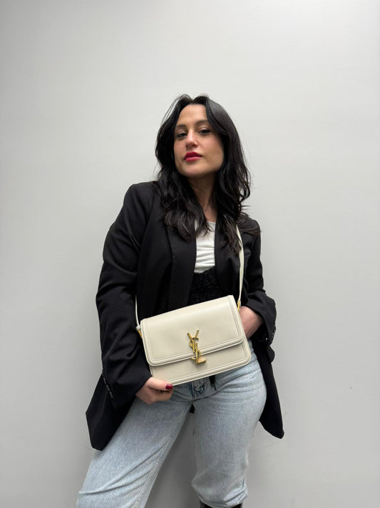 Borsa Solferino Saint Laurent bianco latte