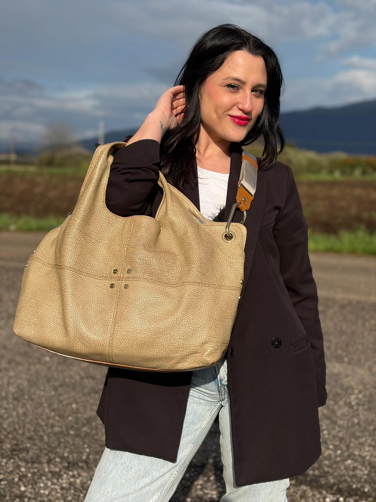 Borsa Tote Borbonese beige