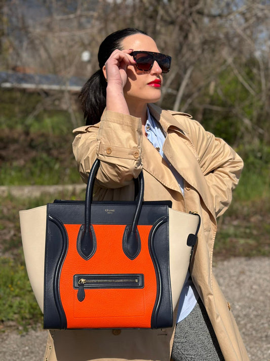 front  Capiente borsa Celine Luggage, munita di doppi manici stondati, di lusso, originale, ottime condizioni, usata. 