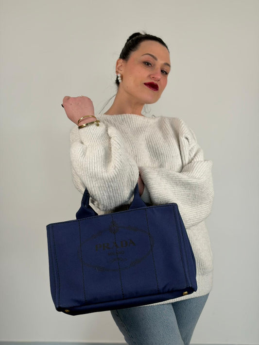 Tote Prada Canapa blu