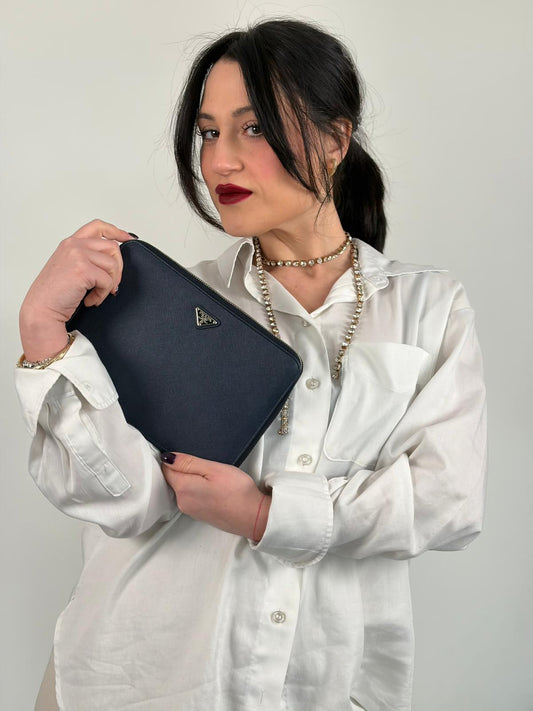 Portadocumenti Prada blu