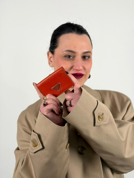 Portafoglio Prada arancione