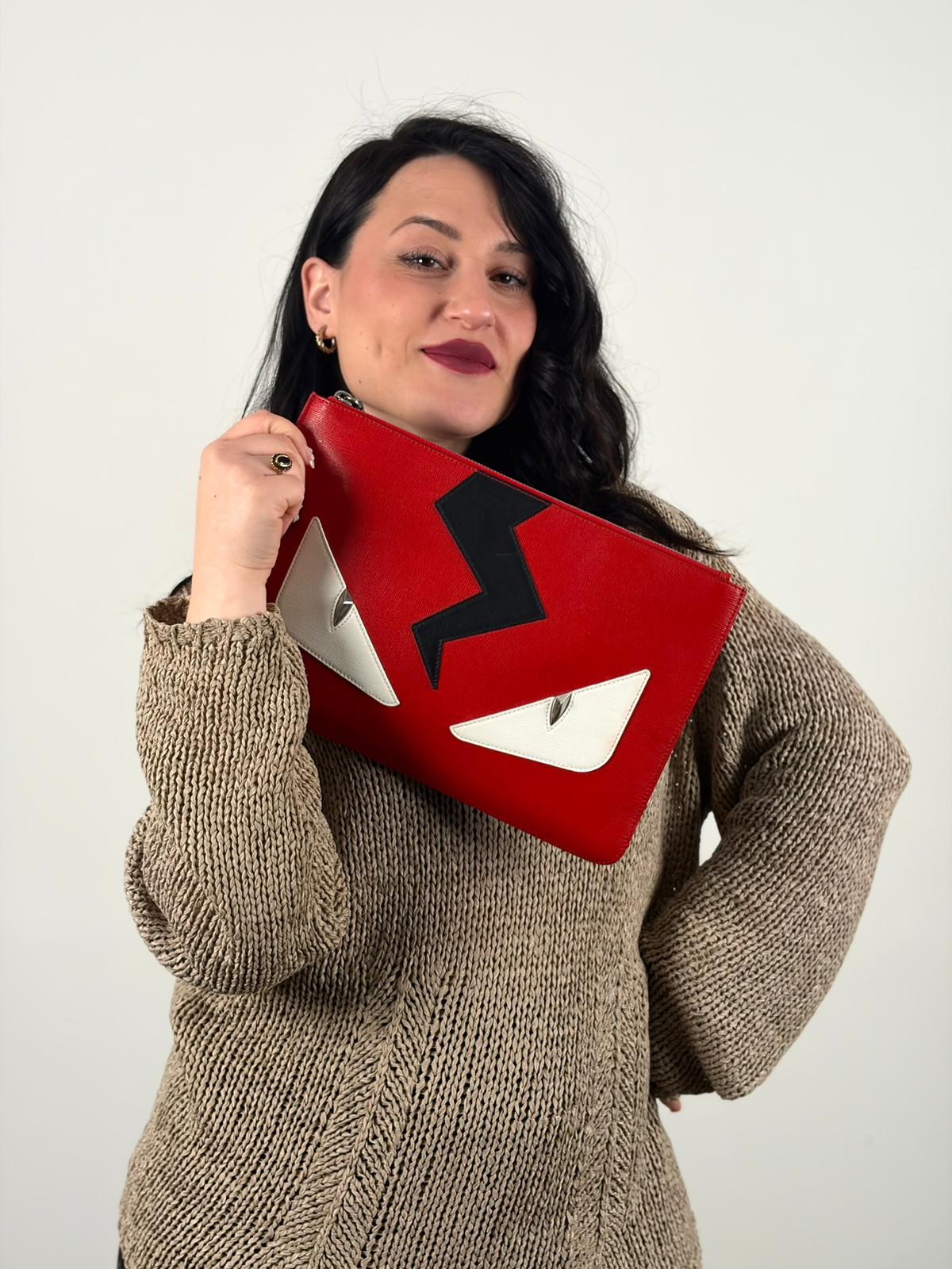 Pochette Fendi Monster rossa