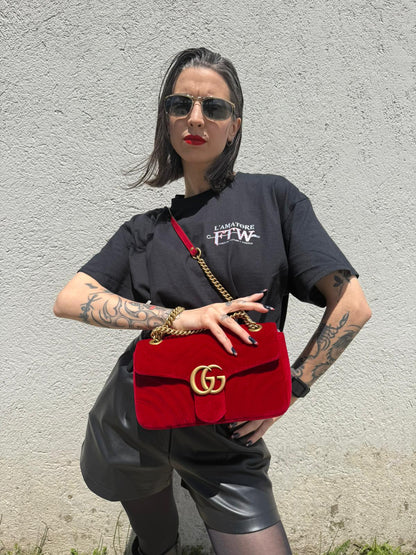 Borsa Gucci Marmont velvet misura media