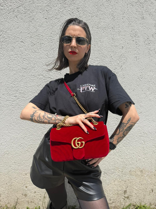 Borsa Gucci Marmont velvet misura media
