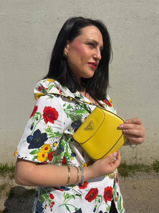 Borsa Prada mini Cleo gialla