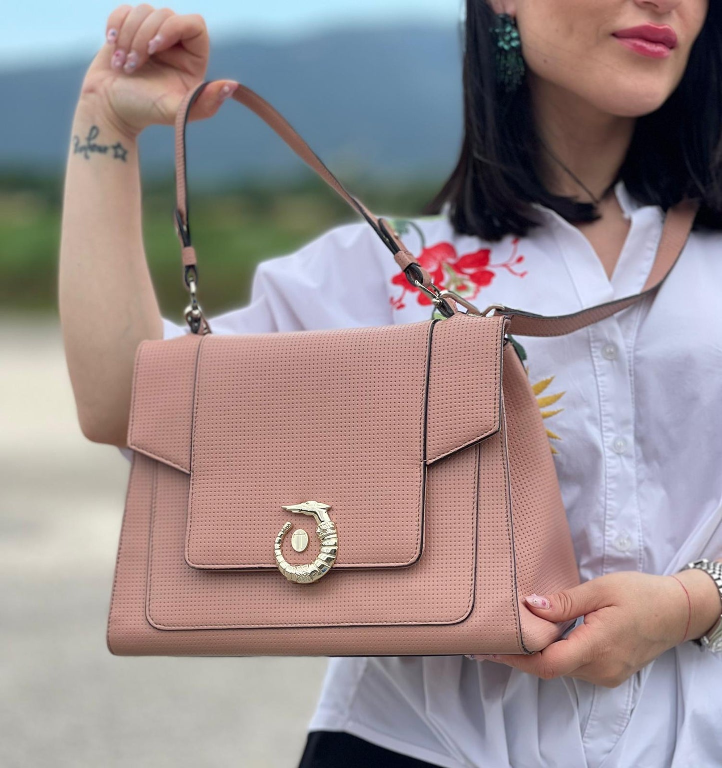 Borsa Satchel Trussardi rosa