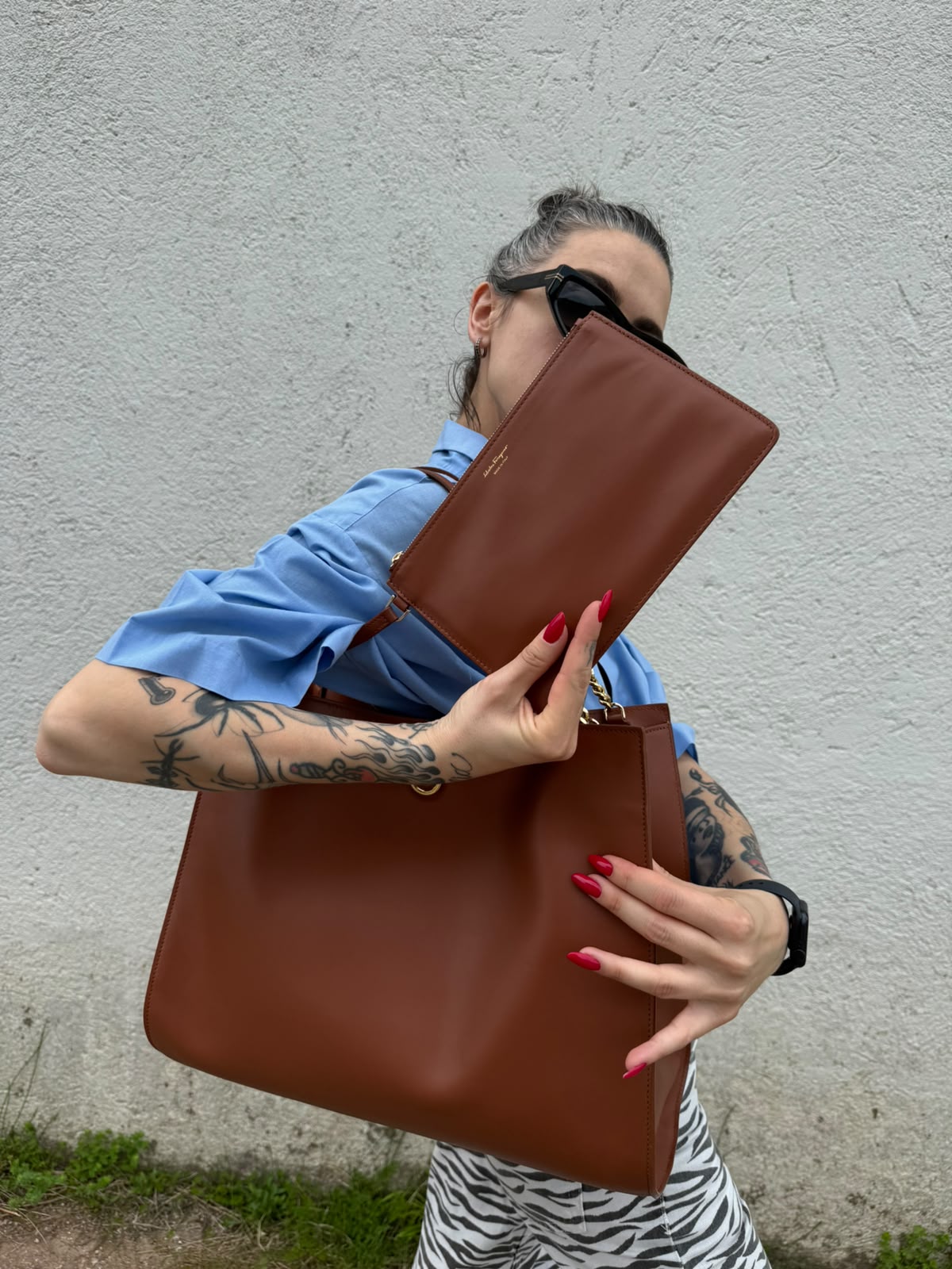 Tote Trifolio Salvatore Ferragamo cognac