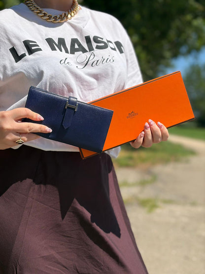 Portafoglio Béarn Hermès blu