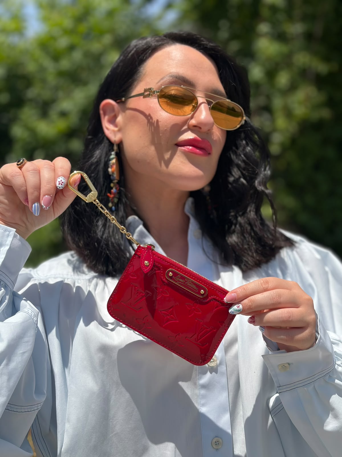 Charm portamonete Louis Vuitton vernis rosso