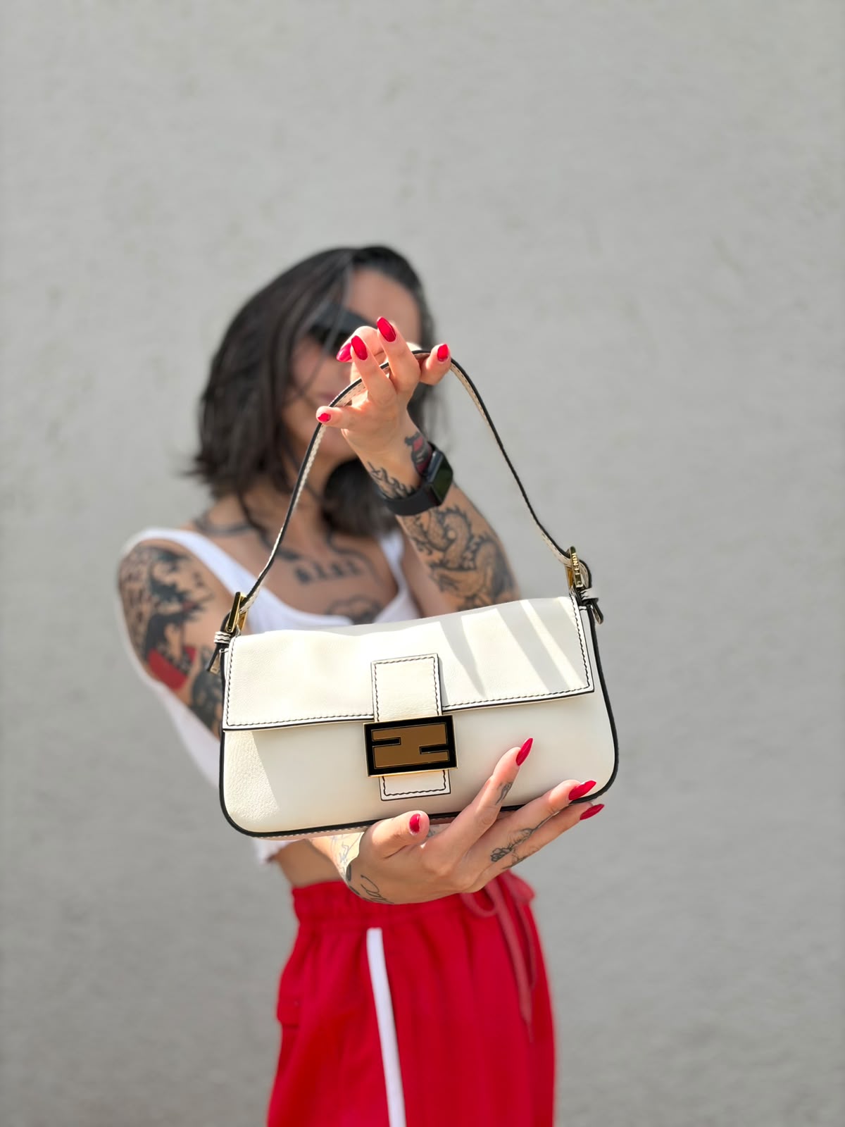 Borsa Fendi Baguette bianca