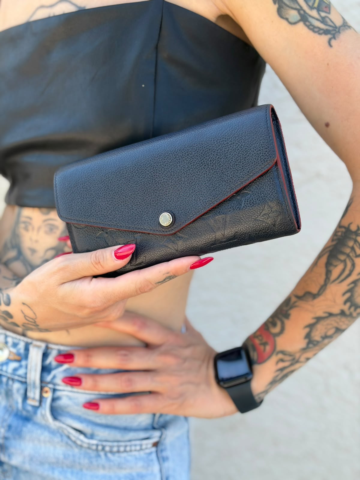 Portafoglio Sarah Louis Vuitton blu