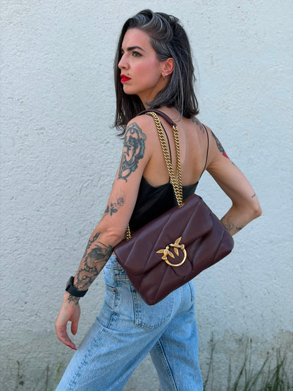 Borsa Pinko Love Puff media vinaccia