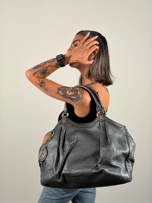 Borsa Gucci Sukey guccissima grigia