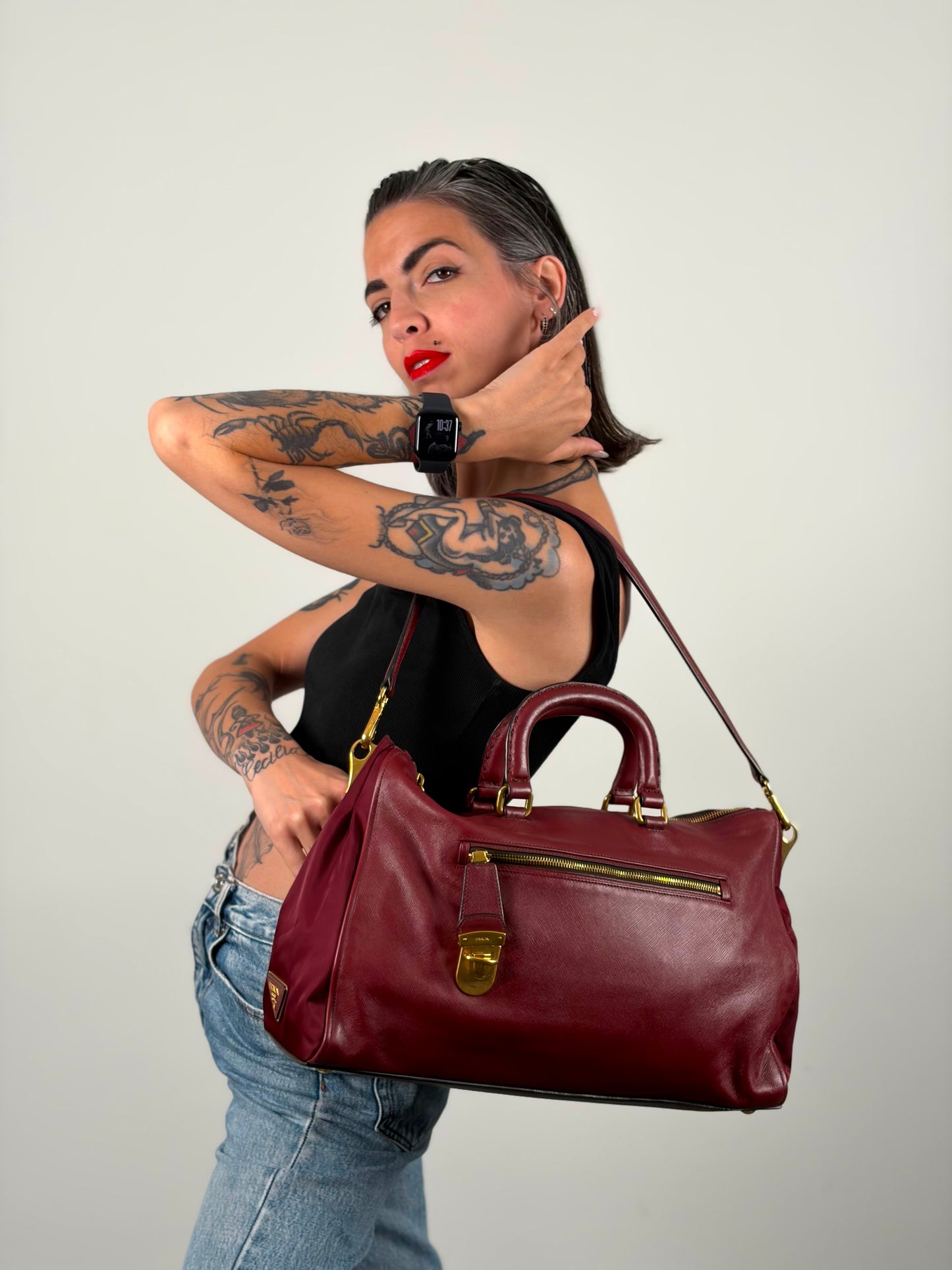 Satchel Prada bordeaux