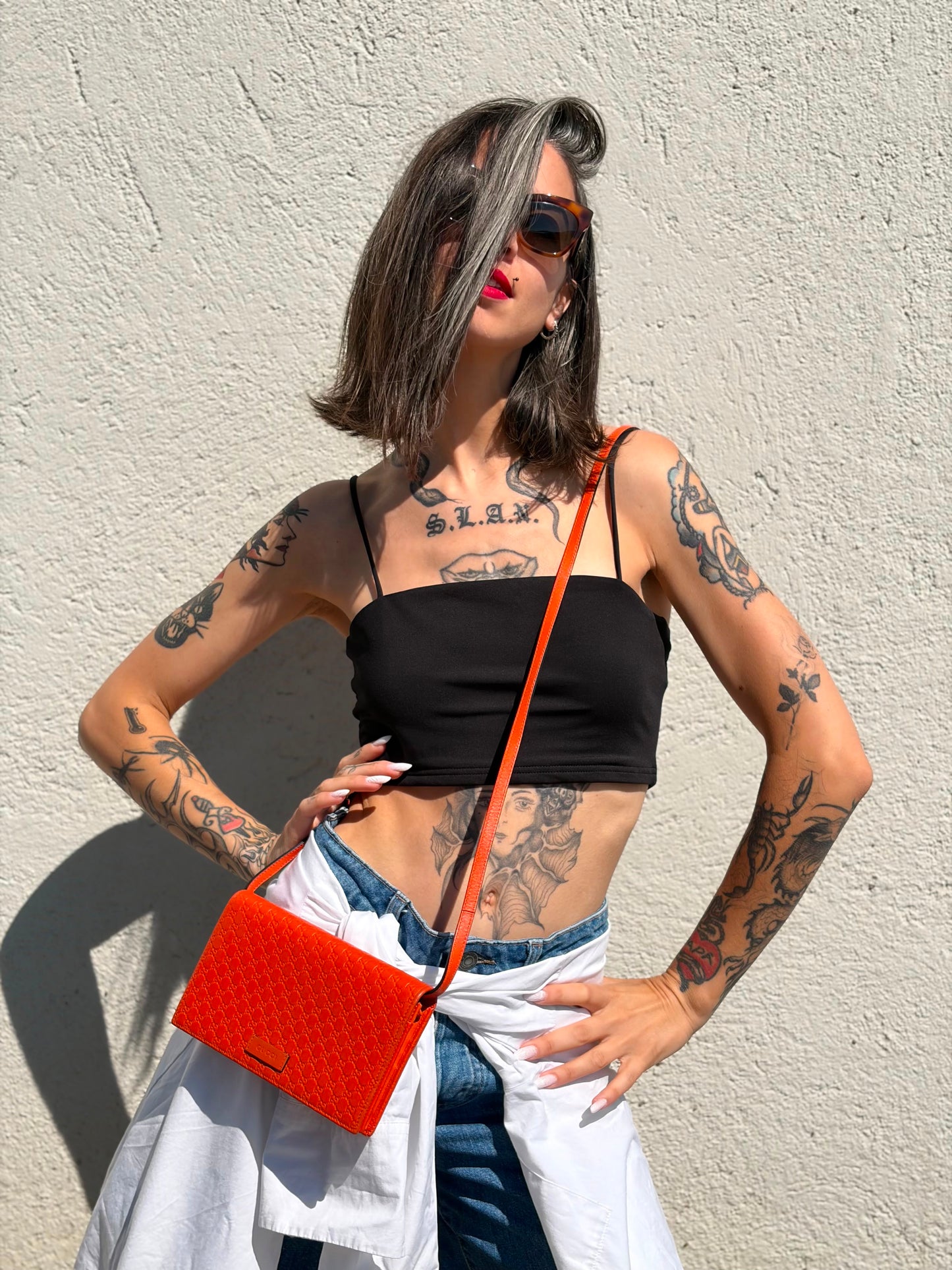 Tracolla Wallet Microguccissima arancione