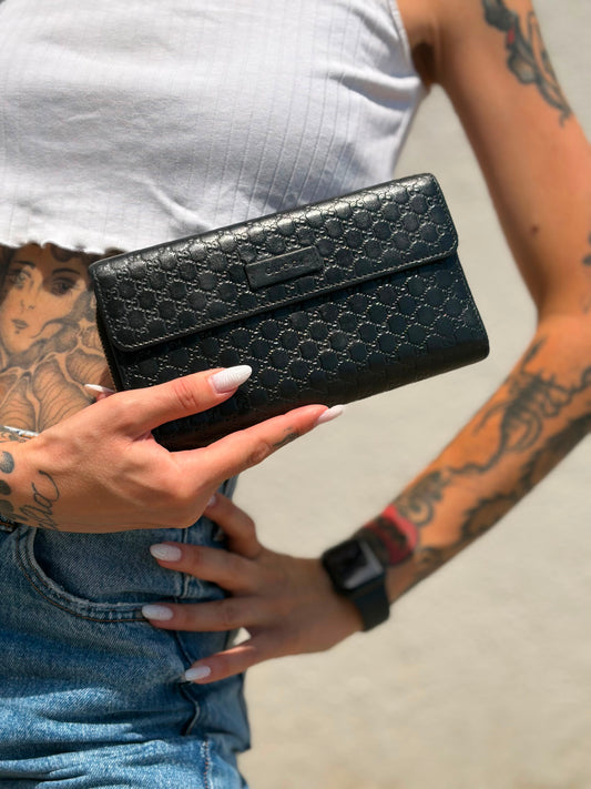 Portafoglio Gucci microguccissima nero
