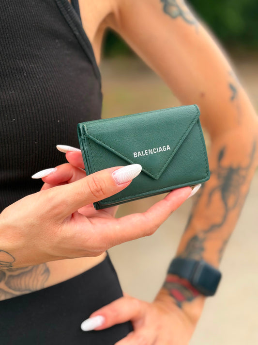 Portafoglio Balenciaga Papier Mini verde