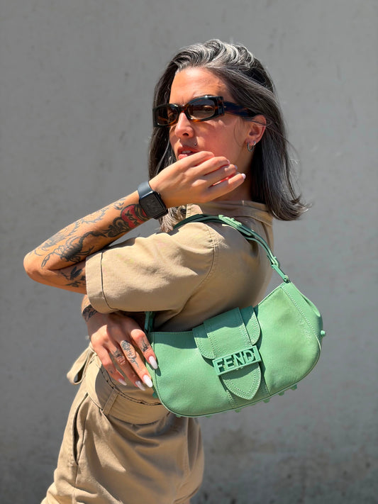 Borsa a spalla Fendi verde